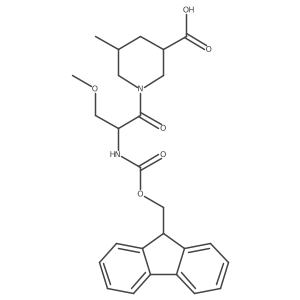 1-[(2S)-2-({[(9H-fluoren-9-yl)methoxy]carbonyl}amino)-3-methoxypropanoyl]-5-methylpiperidine-3-carboxylic acid结构式