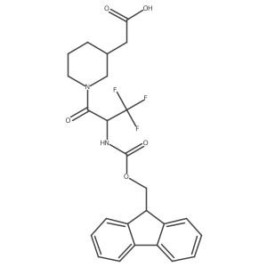 2-{1-[2-({[(9H-fluoren-9-yl)methoxy]carbonyl}amino)-3,3,3-trifluoropropanoyl]piperidin-3-yl}acetic acid结构式