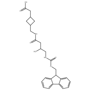 2-(3-{[4-({[(9H-fluoren-9-yl)methoxy]carbonyl}amino)-3-hydroxybutanamido]methyl}cyclobutyl)acetic acid结构式