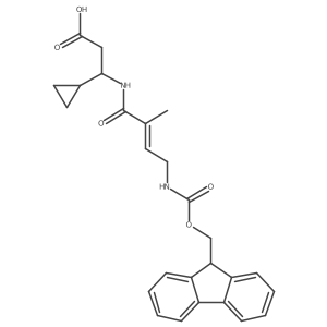 3-cyclopropyl-3-[4-({[(9H-fluoren-9-yl)methoxy]carbonyl}amino)-2-methylbut-2-enamido]propanoic acid Structure