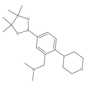 N,N-Dimethyl-1-(2-(tetrahydro-2H-pyran-4-yl)-5-(4,4,5,5-tetramethyl-1,3,2-dioxaborolan-2-yl)phenyl)methanamine结构式