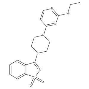 3-{4-[2-(Ethylamino)pyrimidin-4-yl]piperazin-1-yl}-1lambda6,2-benzothiazole-1,1-dione Structure