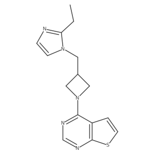 2-ethyl-1-[(1-{thieno[2,3-d]pyrimidin-4-yl}azetidin-3-yl)methyl]-1H-imidazole结构式