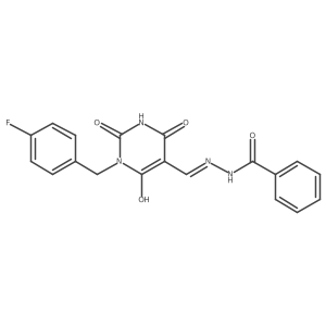 (E)-N'-((1-(4-fluorobenzyl)-2,4,6-trioxotetrahydropyrimidin-5(2H)-ylidene)methyl)benzohydrazide结构式