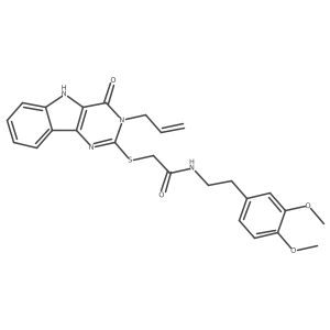 2-((3-allyl-4-oxo-4,5-dihydro-3H-pyrimido[5,4-b]indol-2-yl)thio)-N-(3,4-dimethoxyphenethyl)acetamide Structure