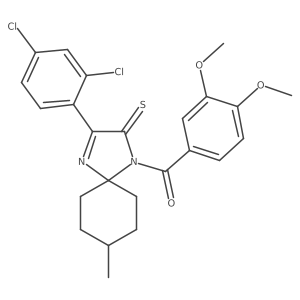 3-(2,4-Dichlorophenyl)-1-(3,4-dimethoxybenzoyl)-8-methyl-1,4-diazaspiro[4.5]dec-3-ene-2-thione结构式