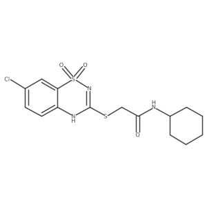 2-((7-chloro-1,1-dioxido-4H-benzo[e][1,2,4]thiadiazin-3-yl)thio)-N-cyclohexylacetamide Structure