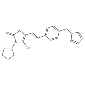(5E)-3-cyclopentyl-2-thioxo-5-({[4-(1H-1,2,4-triazol-1-ylmethyl)phenyl]amino}methylidene)-1,3-thiazolidin-4-one结构式