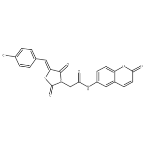 2-[(5Z)-5-[(4-chlorophenyl)methylidene]-4-oxo-2-sulfanylidene-1,3-thiazolidin-3-yl]-N-(2-oxo-2H-chromen-6-yl)acetamide Structure