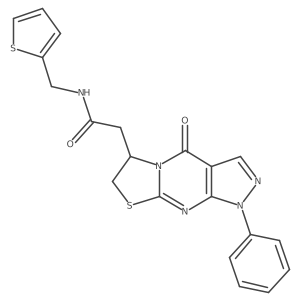 2-(4-oxo-1-phenyl-1,4,6,7-tetrahydropyrazolo[3,4-d]thiazolo[3,2-a]pyrimidin-6-yl)-N-(thiophen-2-ylmethyl)acetamide结构式