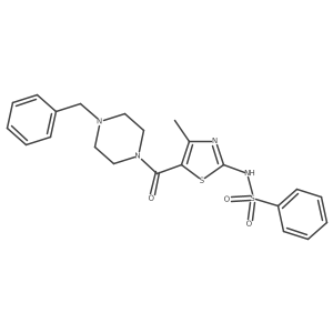 Benzenesulfonamide, N-[4-methyl-5-[[4-(phenylmethyl)-1-piperazinyl]carbonyl]-2-thiazolyl]- Structure