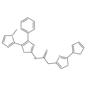 2-(2-(Furan-2-yl)thiazol-4-yl)-N-(5-(1-methyl-1H-imidazol-2-yl)-4-phenylthiazol-2-yl)acetamide Structure