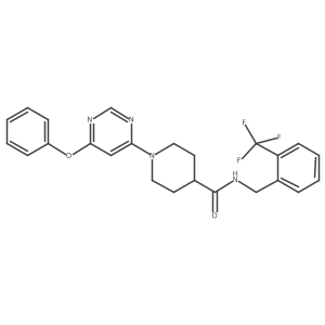 1-(6-phenoxypyrimidin-4-yl)-N-[2-(trifluoromethyl)benzyl]piperidine-4-carboxamide结构式