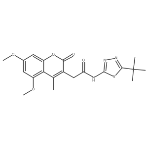 N-[(2E)-5-tert-butyl-1,3,4-thiadiazol-2(3H)-ylidene]-2-(5,7-dimethoxy-4-methyl-2-oxo-2H-chromen-3-yl)acetamide结构式