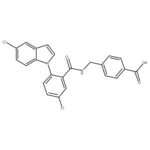 4-[[[5-Chloro-2-(5-chloro-1H-indol-1-yl)benzoyl]amino]methyl]benzoic acid Structure