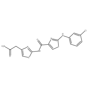 N-[4-(carbamoylmethyl)-1,3-thiazol-2-yl]-2-[(3-chlorophenyl)amino]-1,3-thiazole-4-carboxamide结构式