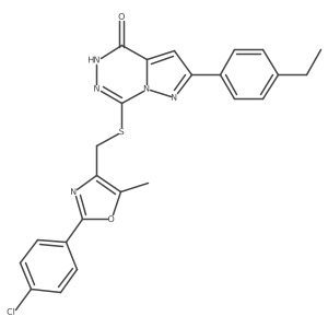 7-({[2-(4-chlorophenyl)-5-methyl-1,3-oxazol-4-yl]methyl}thio)-2-(4-ethylphenyl)pyrazolo[1,5-d][1,2,4]triazin-4(5H)-one Structure