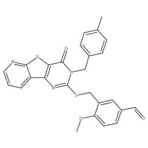 4-Methoxy-3-(((3-(4-methylbenzyl)-4-oxo-3,4-dihydropyrido[3',2':4,5]thieno[3,2-d]pyrimidin-2-yl)thio)methyl)benzaldehyde Structure