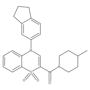 (4-(2,3-dihydro-1H-inden-5-yl)-1,1-dioxido-4H-benzo[b][1,4]thiazin-2-yl)(4-methylpiperidin-1-yl)methanone结构式