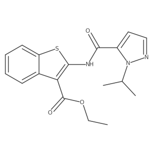 ethyl 2-(1-isopropyl-1H-pyrazole-5-carboxamido)benzo[b]thiophene-3-carboxylate Structure