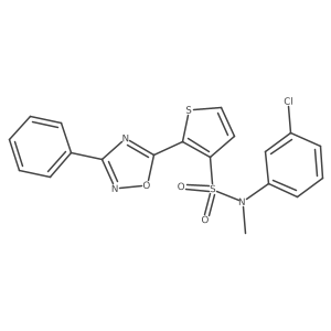N-(3-chlorophenyl)-N-methyl-2-(3-phenyl-1,2,4-oxadiazol-5-yl)thiophene-3-sulfonamide结构式