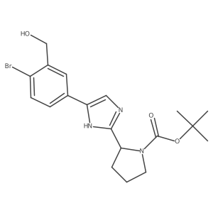 (S)-2-(5-(4-bromo-3-hydroxymethylphenyl)-1H-imidazol-2-yl)pyrrolidine-1-carboxylic acid tert-butyl ester结构式