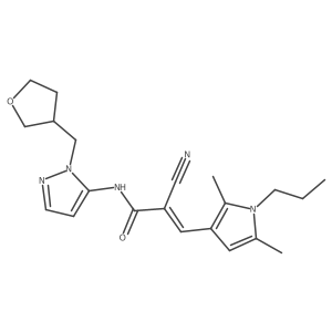(Z)-2-cyano-3-(2,5-dimethyl-1-propylpyrrol-3-yl)-N-[2-(oxolan-3-ylmethyl)pyrazol-3-yl]prop-2-enamide Structure