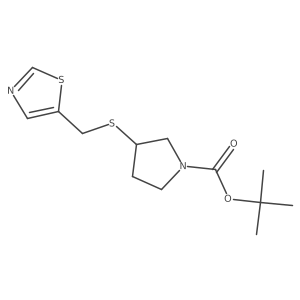 (S)-3-(Thiazol-5-ylmethylsulfanyl)-pyrrolidine-1-carboxylic acid tert-butyl ester Structure