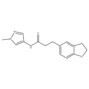 3-(2,3-dihydro-1-benzofuran-5-yl)-N-(1-methyl-1H-pyrazol-4-yl)propanamide结构式