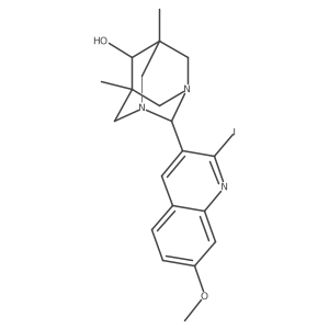 (1S,2R,5R,6S)-2-(2-iodo-7-methoxyquinolin-3-yl)-5,7-dimethyl-1,3-diazaadamantan-6-ol Structure
