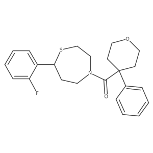 (7-(2-fluorophenyl)-1,4-thiazepan-4-yl)(4-phenyltetrahydro-2H-pyran-4-yl)methanone结构式