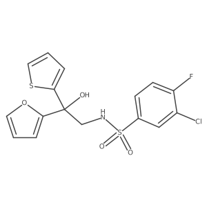 3-chloro-4-fluoro-N-(2-(furan-2-yl)-2-hydroxy-2-(thiophen-2-yl)ethyl)benzenesulfonamide Structure
