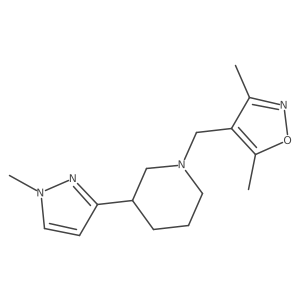 3,5-dimethyl-4-((3-(1-methyl-1H-pyrazol-3-yl)piperidin-1-yl)methyl)isoxazole结构式