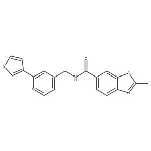 2-methyl-N-((2-(thiophen-3-yl)pyridin-4-yl)methyl)benzo[d]thiazole-6-carboxamide结构式