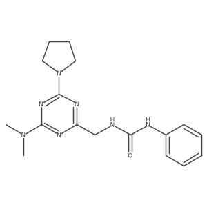 1-((4-(Dimethylamino)-6-(pyrrolidin-1-yl)-1,3,5-triazin-2-yl)methyl)-3-phenylurea Structure