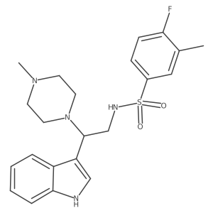 4-fluoro-N-[2-(1H-indol-3-yl)-2-(4-methylpiperazin-1-yl)ethyl]-3-methylbenzene-1-sulfonamide Structure