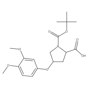 (2S,4S)-1-(tert-Butoxycarbonyl)-4-(3,4-dimethoxyphenoxy)-2-pyrrolidinecarboxylic acid结构式