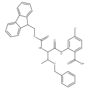 2-[3-(benzyloxy)-2-({[(9H-fluoren-9-yl)methoxy]carbonyl}amino)butanamido]-4-chlorobenzoic acid结构式