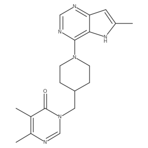 5,6-dimethyl-3-[(1-{6-methyl-5H-pyrrolo[3,2-d]pyrimidin-4-yl}piperidin-4-yl)methyl]-3,4-dihydropyrimidin-4-one结构式
