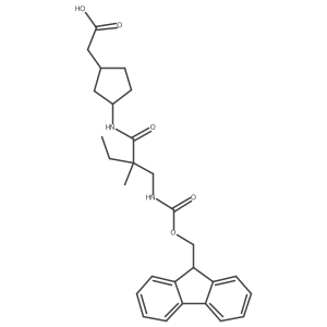 rac-2-[(1R,3S)-3-{2-[({[(9H-fluoren-9-yl)methoxy]carbonyl}amino)methyl]-2-methylbutanamido}cyclopentyl]acetic acid Structure