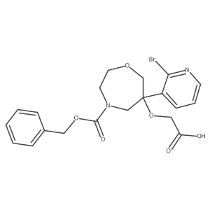 2-({4-[(Benzyloxy)carbonyl]-6-(2-bromopyridin-3-yl)-1,4-oxazepan-6-yl}oxy)acetic acid结构式