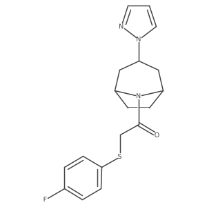 1-((1R,5S)-3-(1H-pyrazol-1-yl)-8-azabicyclo[3.2.1]octan-8-yl)-2-((4-fluorophenyl)thio)ethan-1-one Structure