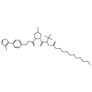 (2S,4R)-1-[(2S)-2-[7-(3-bromopropoxy)heptanoylamino]-3,3-dimethyl-butanoyl]-4-hydroxy-N-[[4-(4-methylthiazol-5-yl)phenyl]methyl]pyrrolidine-2-carboxamide结构式