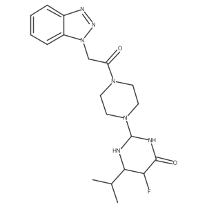 2-[4-[2-(Benzotriazol-1-yl)acetyl]piperazin-1-yl]-5-fluoro-6-propan-2-yl-1,3-diazinan-4-one结构式
