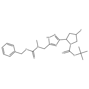tert-butyl (2R,4S)-2-[3-({[(benzyloxy)carbonyl](methyl)amino}methyl)-1H-1,2,4-triazol-5-yl]-4-fluoropyrrolidine-1-carboxylate结构式