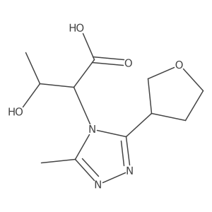 3-hydroxy-2-[3-methyl-5-(oxolan-3-yl)-4H-1,2,4-triazol-4-yl]butanoic acid结构式