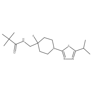 N-({4-fluoro-1-[5-(propan-2-yl)-1,3,4-thiadiazol-2-yl]piperidin-4-yl}methyl)-2,2-dimethylpropanamide结构式
