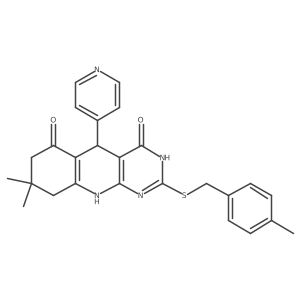 8,8-dimethyl-2-[(4-methylbenzyl)sulfanyl]-5-(pyridin-4-yl)-5,8,9,10-tetrahydropyrimido[4,5-b]quinoline-4,6(3H,7H)-dione Structure