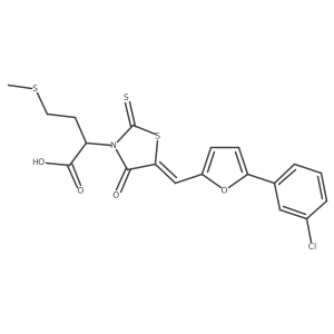 (E)-2-(5-((5-(3-chlorophenyl)furan-2-yl)methylene)-4-oxo-2-thioxothiazolidin-3-yl)-4-(methylthio)butanoic acid Structure