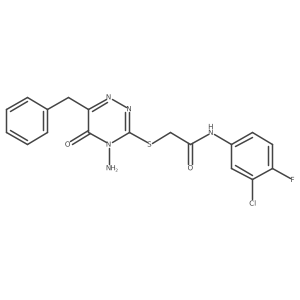 2-[(4-amino-6-benzyl-5-oxo-4,5-dihydro-1,2,4-triazin-3-yl)sulfanyl]-N-(3-chloro-4-fluorophenyl)acetamide Structure